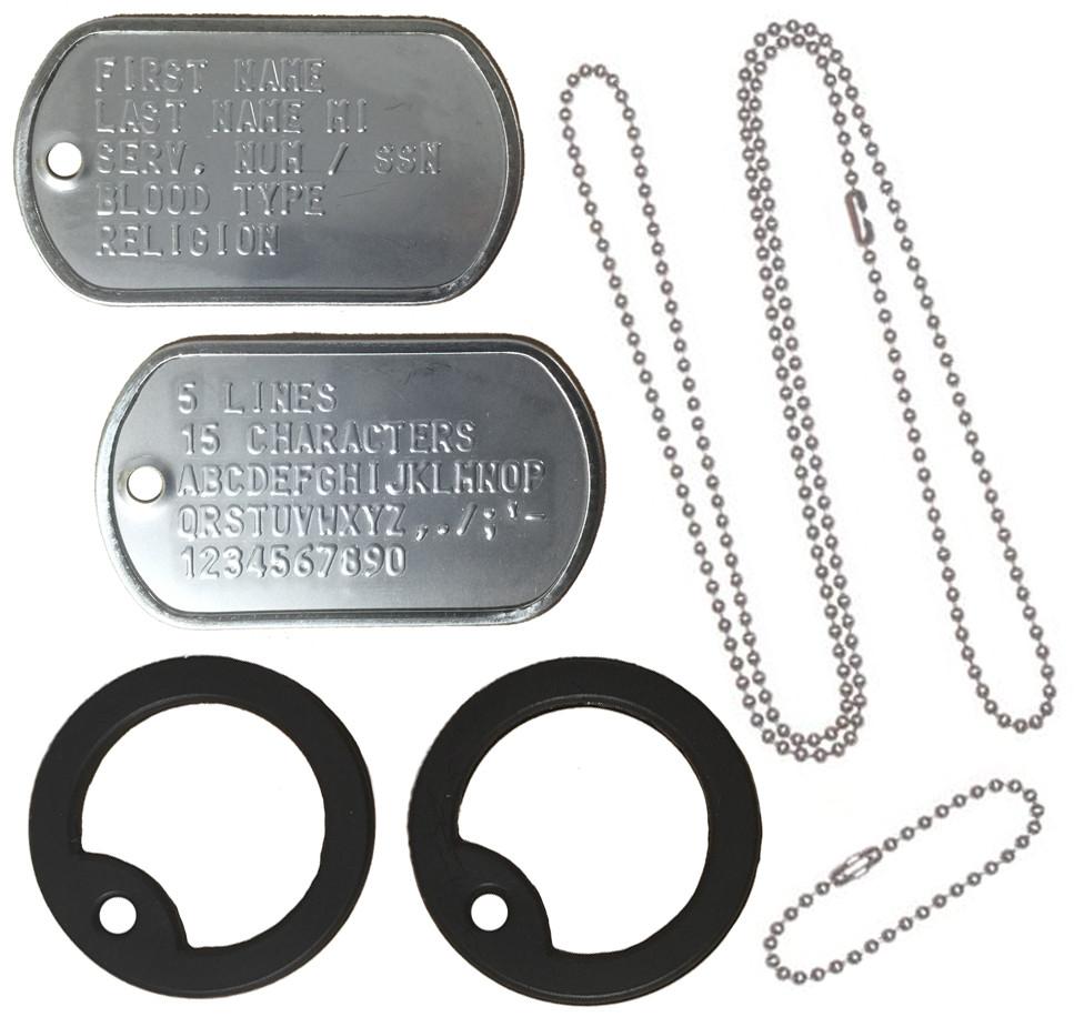 USGI Dog Tag Military Issue Set (2 ID Tags, 2 Silencers, 2 Chains) Pink