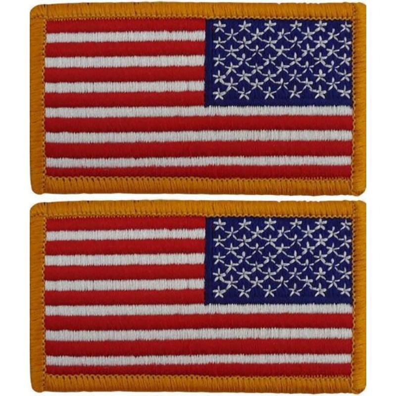 Flag Patch: United States of America - Hook Closure Gold Edge Reversed