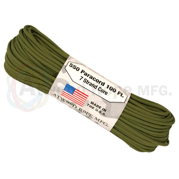 Atwood-Rope 550 Paracord - OD Green - 100ft (30m)