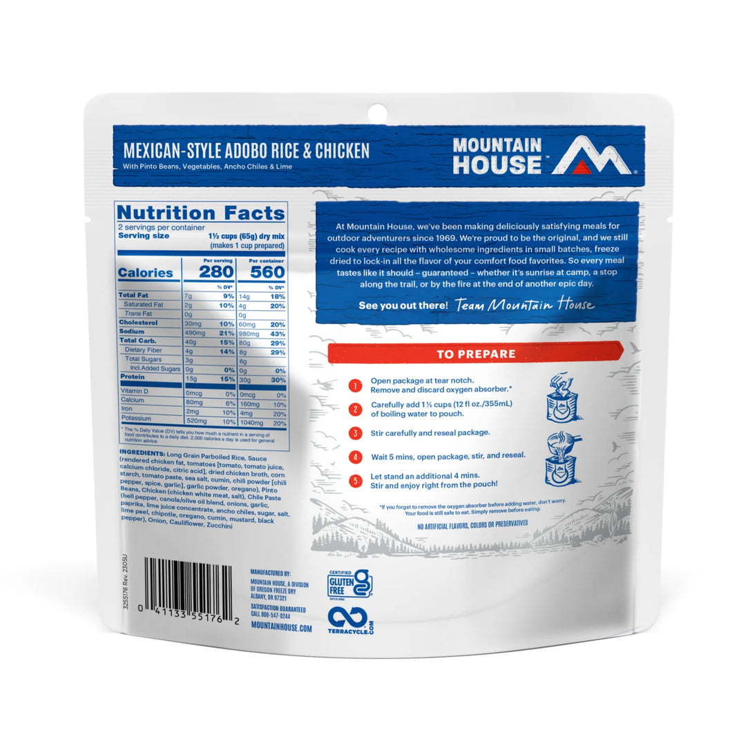 Mountain House Mexican Adobo Rice & Chicken 2-Serving Pouch