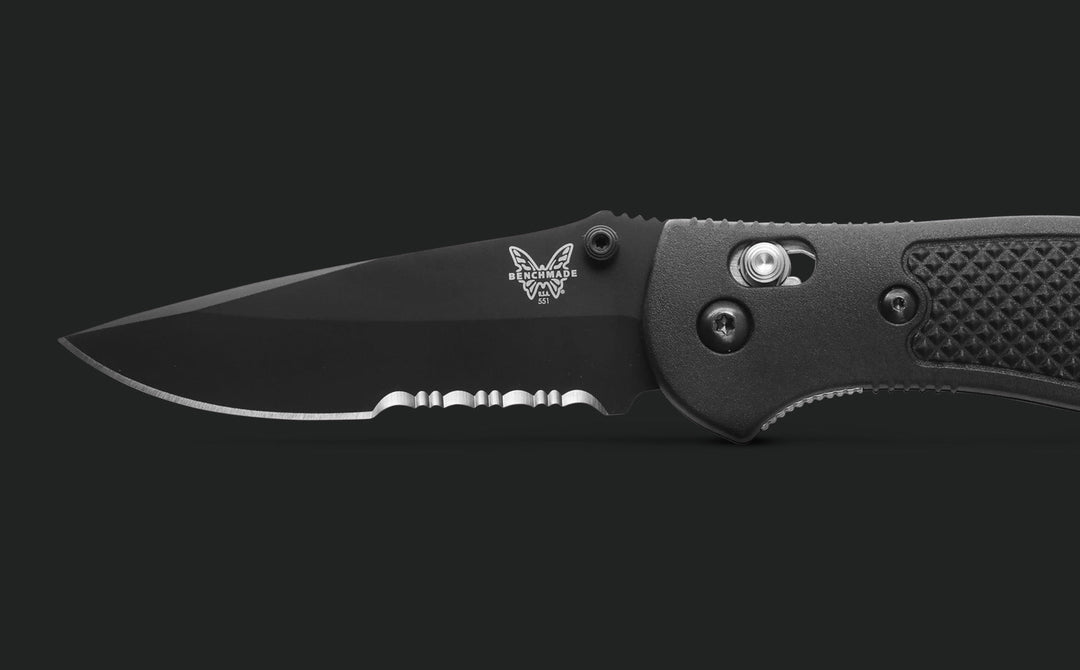 Benchmade 551SBK-S30V Griptilian Drop-Point Folding Knife - Black Grivory