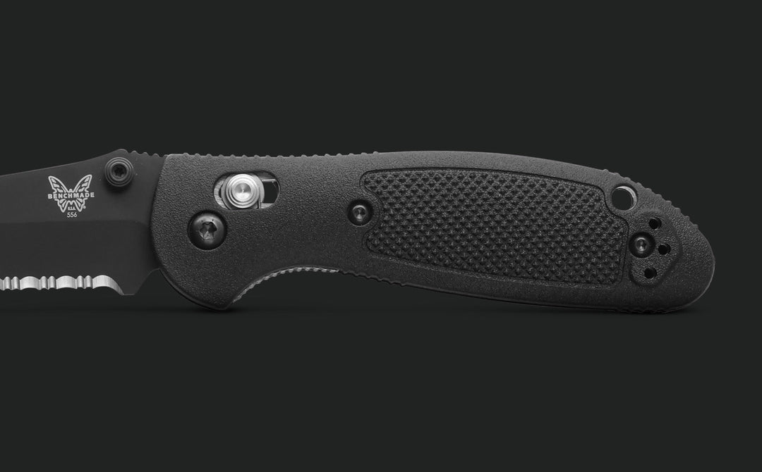 Benchmade 556SBK-S30V Mini Griptilian Drop-Point Folding Knife - Black Grivory