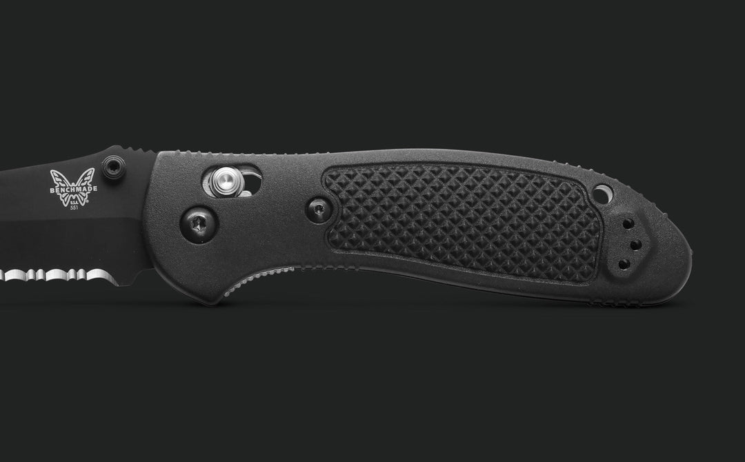 Benchmade 551SBK-S30V Griptilian Drop-Point Folding Knife - Black Grivory