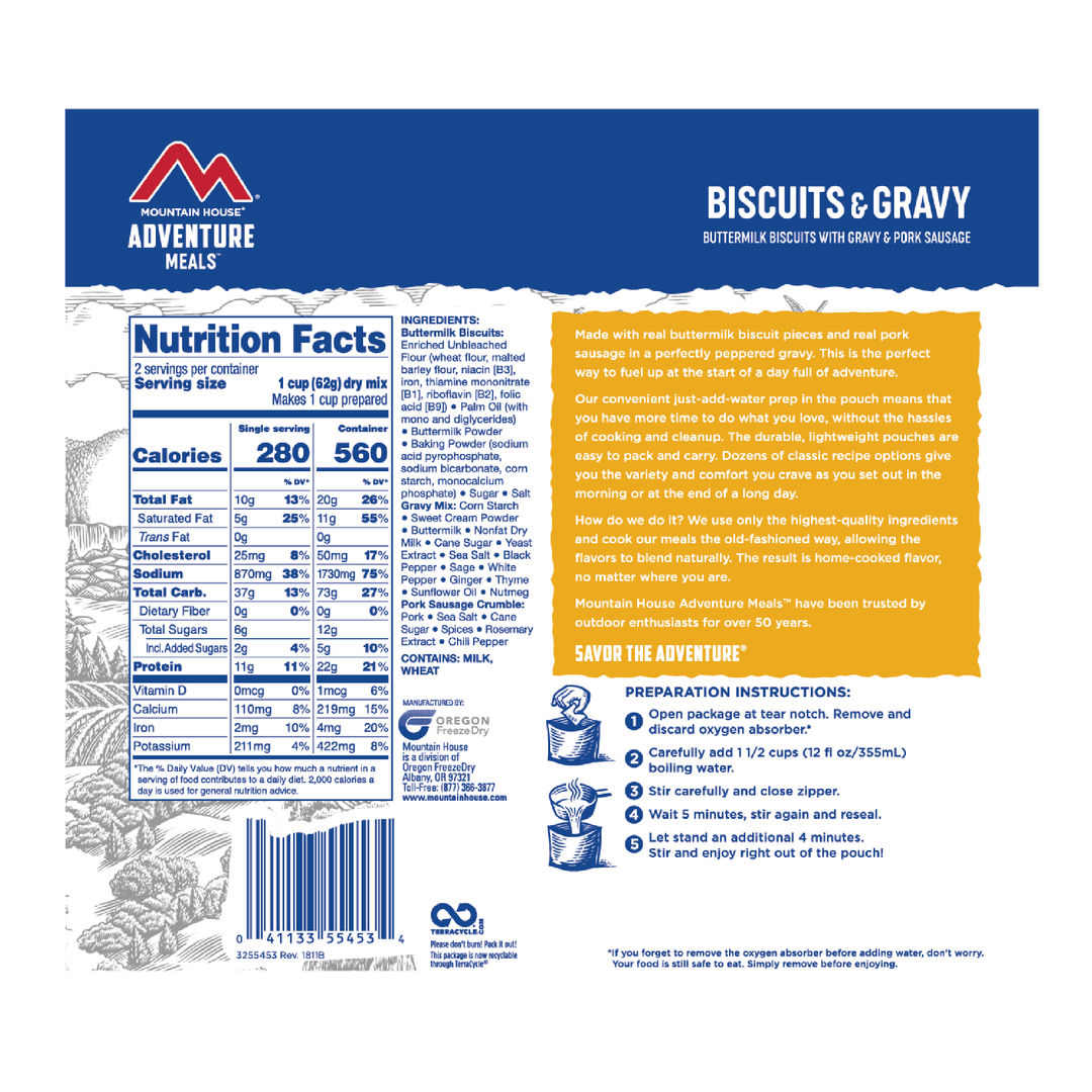 Mountain House Biscuits & Gravy 2-Serving Pouch