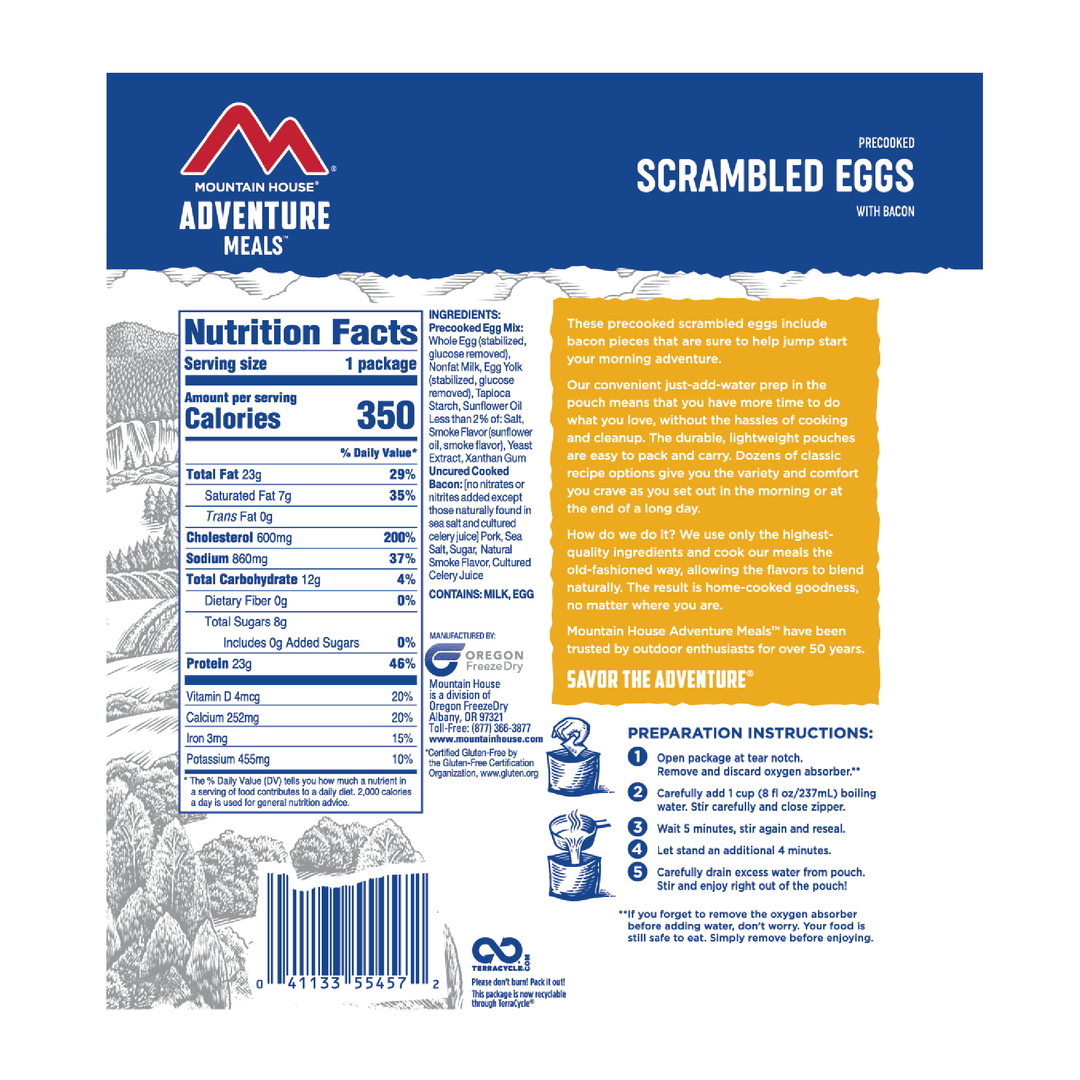Mountain House Scrambled Eggs with Bacon 2-Serving Pouch