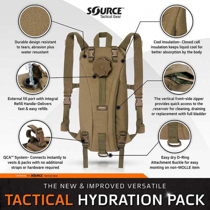 Gear - Bags - Hydration Packs - SOURCE Tactical Hydration Pack W/ Bladder (3L / 100oz)