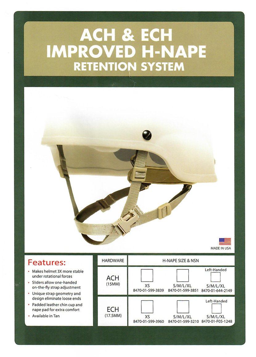 USGI Ops-Core ACH/ECH IRS Improved Retention System H-Nape Helmet Chin ...