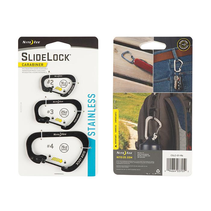 Supplies - EDC - Keychains - Nite Ize SlideLock Carabiner Stainless Steel Combo 3-Pack