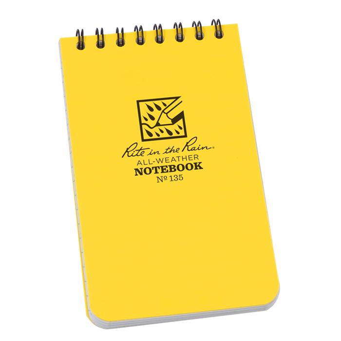 Supplies - EDC - Notebooks - Rite In The Rain 135 Top-Spiral 3x5" Notebook - Yellow