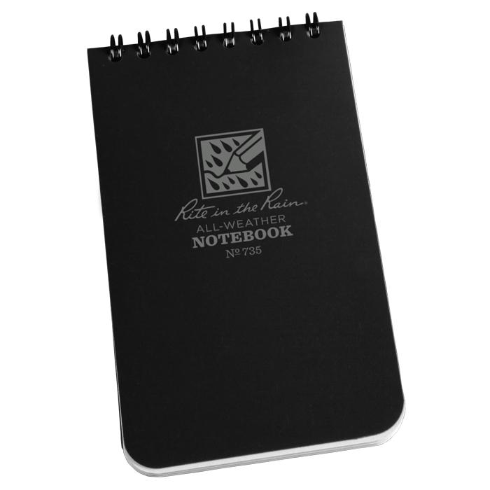 Supplies - EDC - Notebooks - Rite In The Rain 735 Top-Spiral 3x5" Notebook - Black