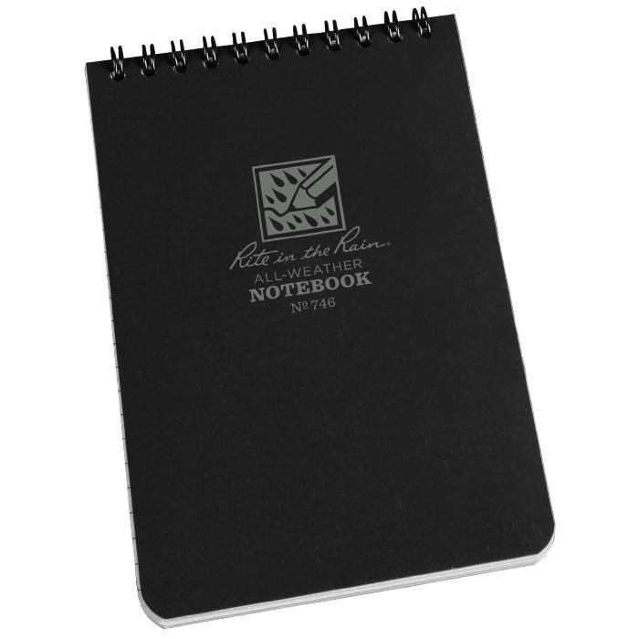 Supplies - EDC - Notebooks - Rite In The Rain 746 Top-Spiral 4x6" Notebook - Black