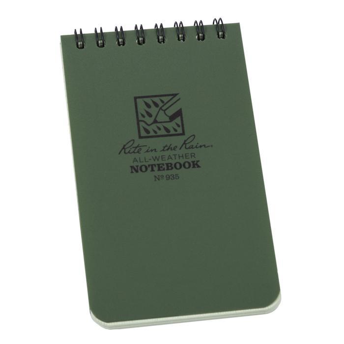 Supplies - EDC - Notebooks - Rite In The Rain 935 Top-Spiral 3x5" Notebook - Green