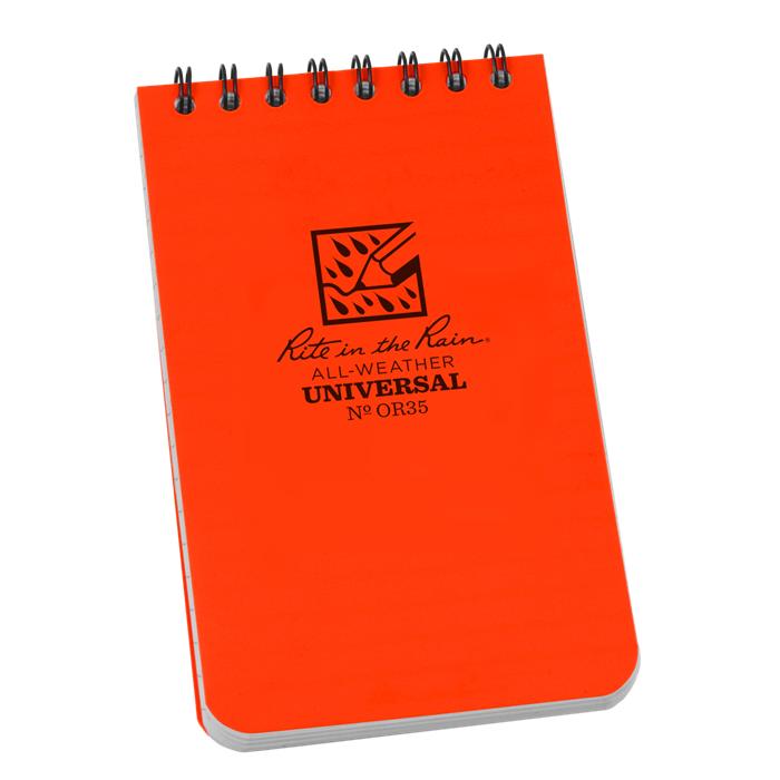 Supplies - EDC - Notebooks - Rite In The Rain OR35 Top-Spiral 3x5" Notebook - Orange