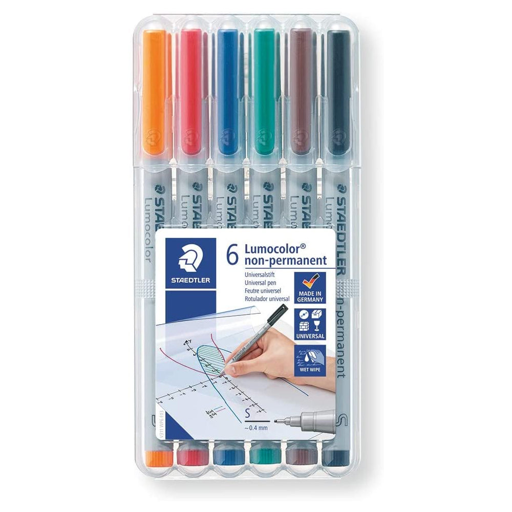 Supplies - EDC - Pens - Staedtler Non-Permanent Superfine Point Map Markers, Assorted Colors (6 Count)
