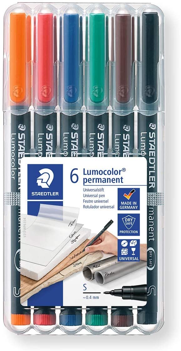 Supplies - EDC - Pens - Staedtler Permanent Superfine Point Map Markers, Assorted Colors (6 Count)