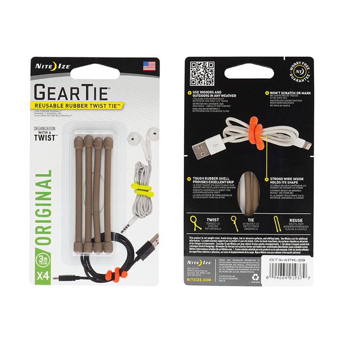 Supplies - EDC - Tools - Nite Ize Gear Tie Reusable 3" Twist Tie - 4 Pack