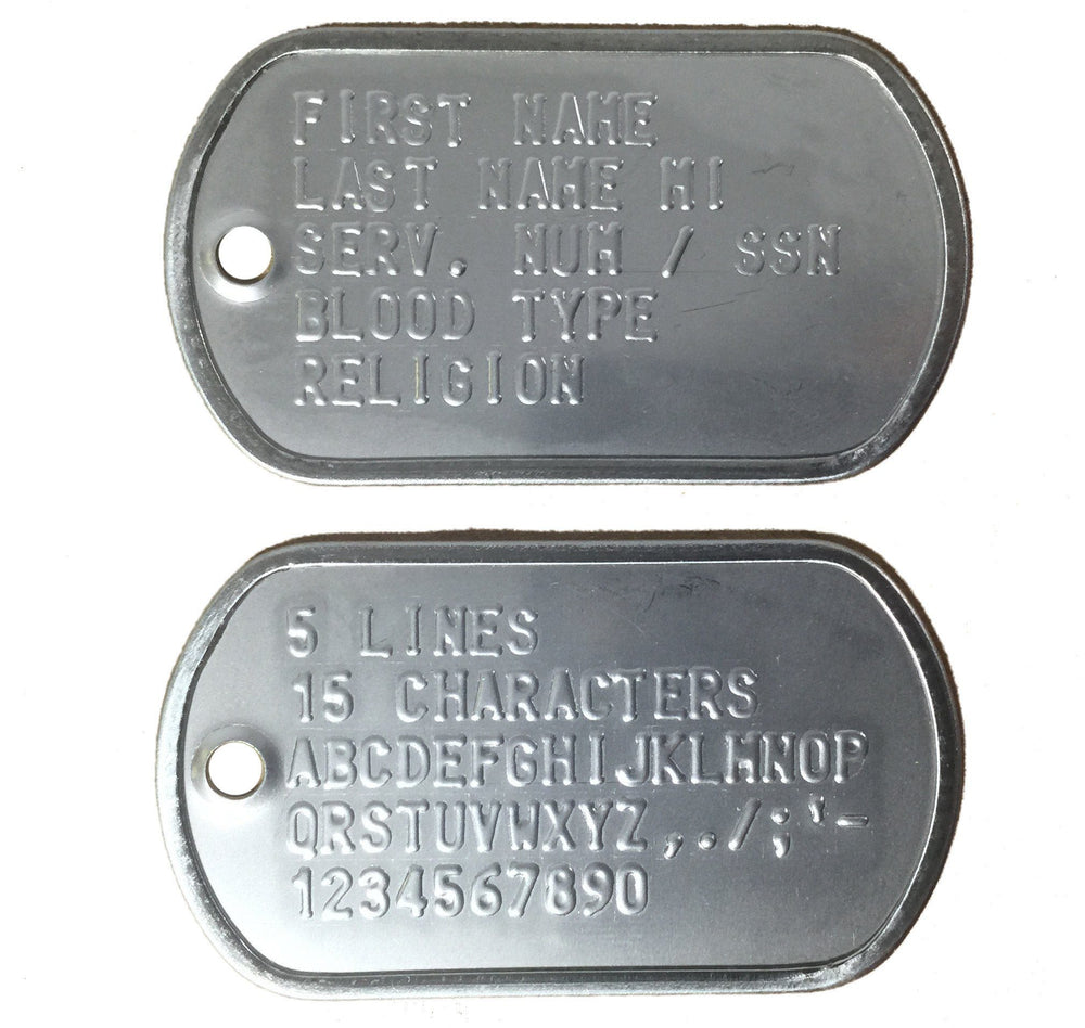 Supplies - EDC - Tools - USGI Dog Tag Military Issue Set (2 ID Tags, 2 Silencers, 2 Chains)