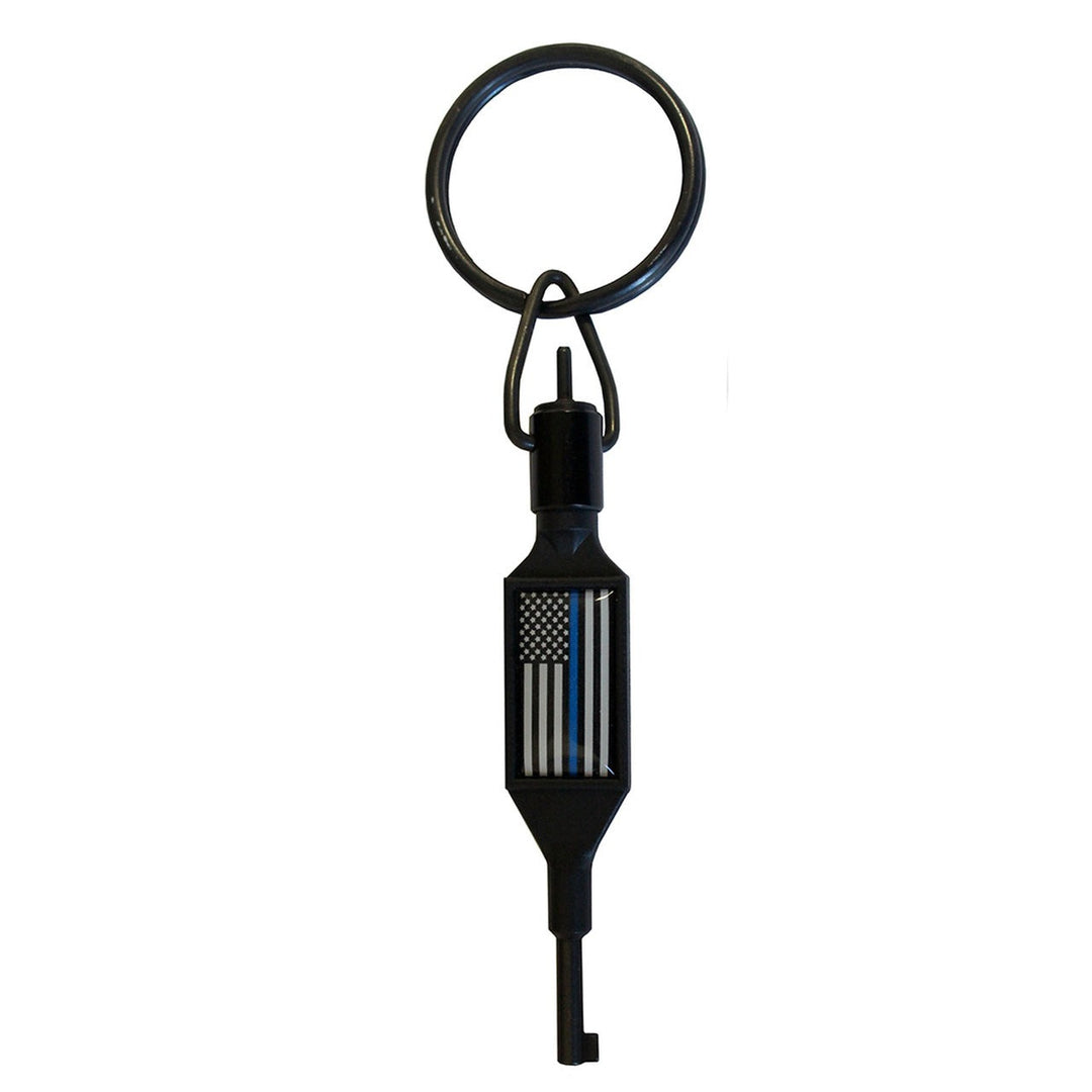 Supplies - EDC - Tools - Zak Tool ZT100BL Swivel Handcuff Key W/ Thin Blue Line US Flag Medallion
