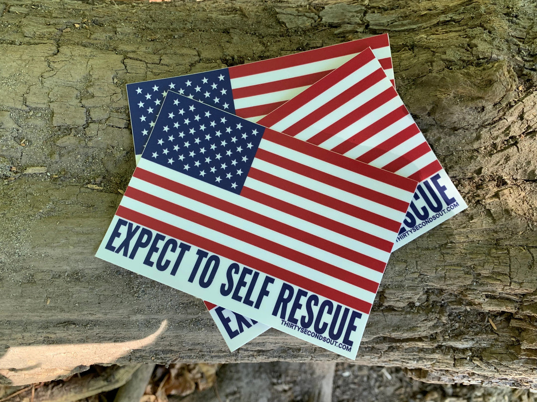Supplies - Identification - Stickers - Thirty Seconds Expect To Self Rescue Flag Sticker