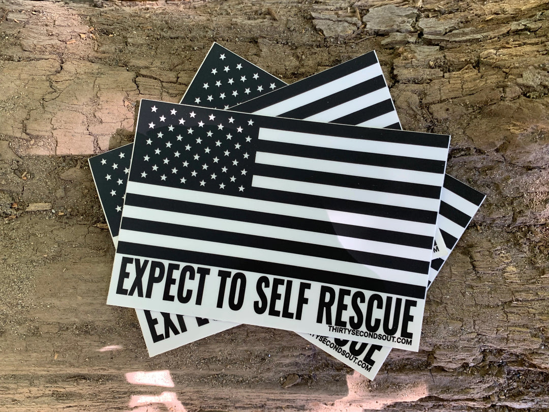 Supplies - Identification - Stickers - Thirty Seconds Expect To Self Rescue Flag Sticker