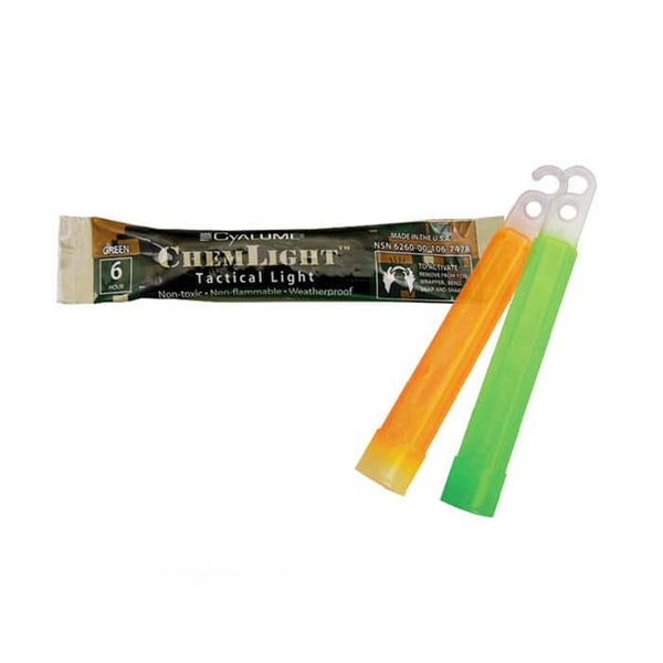 Supplies - Lights - Strobes & Markers - Cyalume 4" Tactical ChemLight - GREEN, 6 Hour (10 Pack)