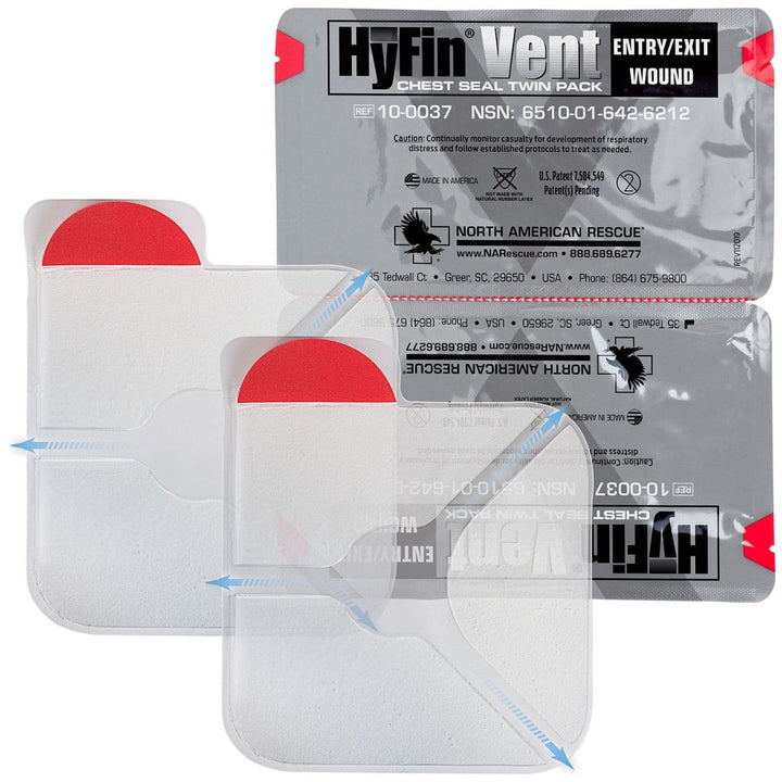Supplies - Medical - Bandages - North American Rescue HyFin Vent Chest Seal Twin Pack