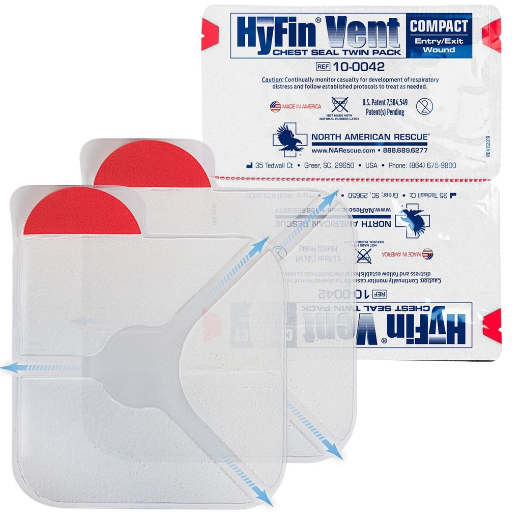 North American Rescue HyFin Vent Compact Chest Seal Twin Pack