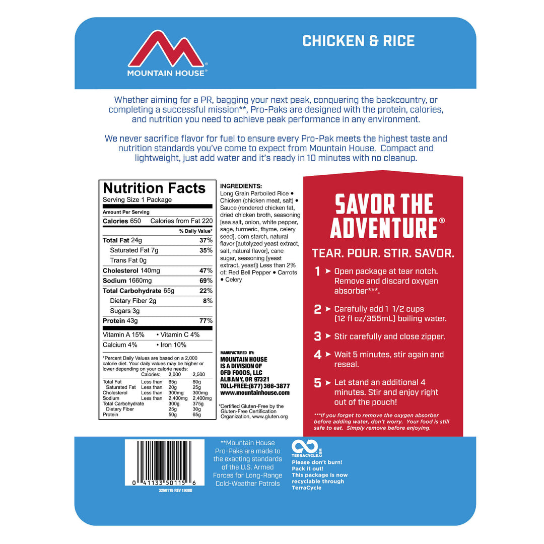 Supplies - Provisions - Food - Mountain House Chicken & Rice Pro-Pak Pouch